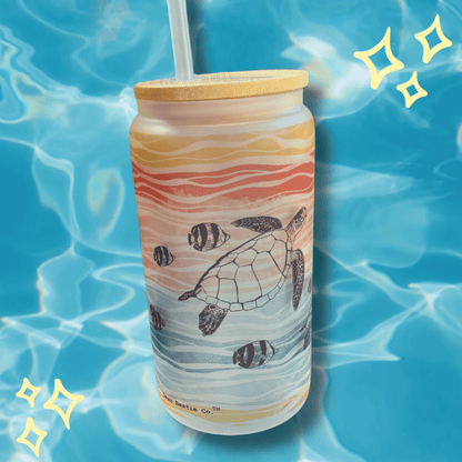 Summer Seas Frosted Glass Tumbler